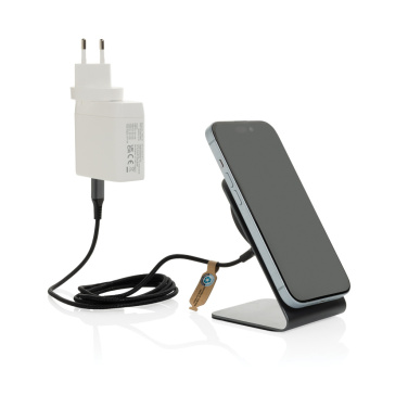 Logo trade corporate gifts picture of: Terra aluminium 15W magnetic wireless charging phone stand