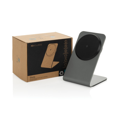Logo trade promotional giveaway photo of: Terra aluminium 15W magnetic wireless charging phone stand