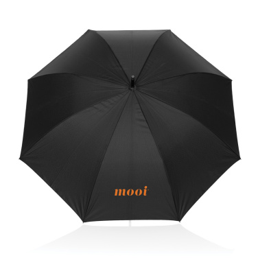 Logo trade promotional product photo of: Swiss Peak Vero Aware™ RPET 25” umbrella w luxe handle