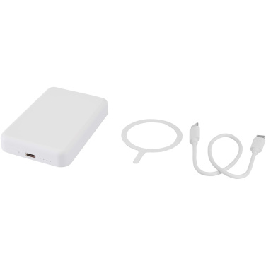 Logo trade promotional gifts image of: Acrab 5000 mAh 15W magnetic wireless power bank with 20W PD - made from recycled plastic