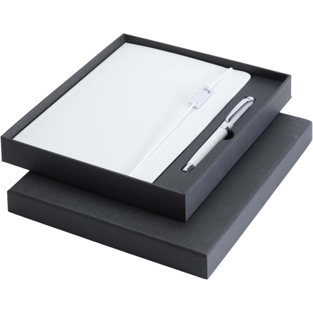 Logo trade promotional merchandise picture of: Legato Elegance A5 hard cover notebook and rollerball pen set