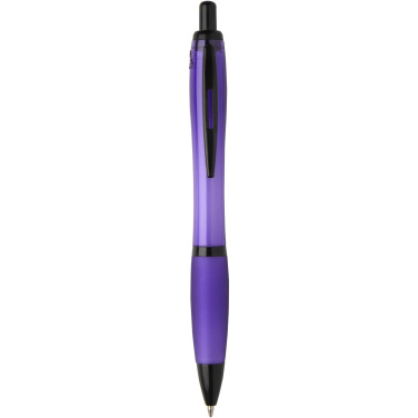 Logo trade corporate gifts image of: Nash recycled plastic ballpoint pen with black trims (black ink)