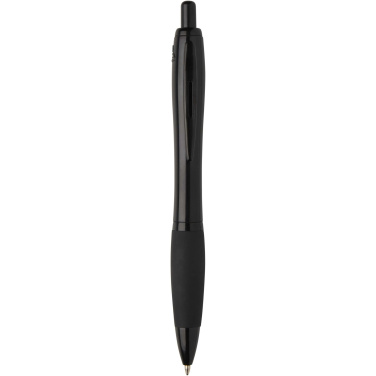 Logo trade corporate gifts image of: Nash recycled plastic ballpoint pen with black trims (black ink)