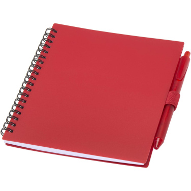 Logotrade business gift image of: Niove recycled plastic soft cover notebook and ballpoint pen set (blue ink)