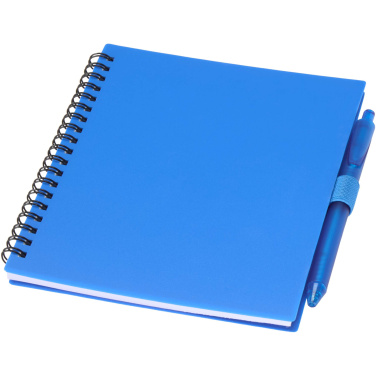 Logotrade promotional gift image of: Niove recycled plastic soft cover notebook and ballpoint pen set (blue ink)