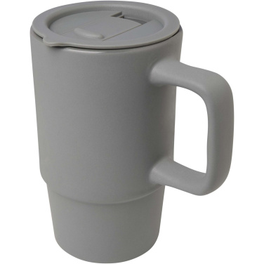 Logo trade business gift photo of: Carter 450 ml ceramic mug with plastic lid