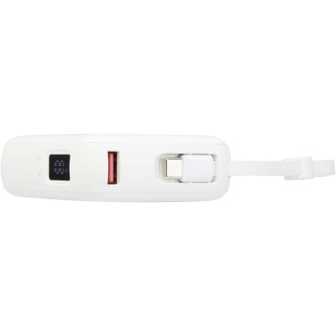 Logo trade promotional giveaways image of: Acrux 10.000 mAh 35W tablet power bank with built in Type-C cable - made from recycled plastic