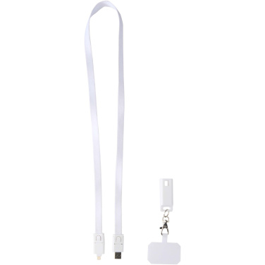 Logotrade promotional items photo of: Franz recycled plastic smartphone lanyard with built-in data sync and 65W fast charge 5-in-1 cable