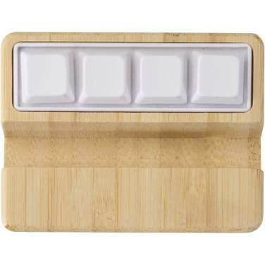 Logo trade business gift photo of: Algol recycled plastic phone stand and fidget toy with bamboo details