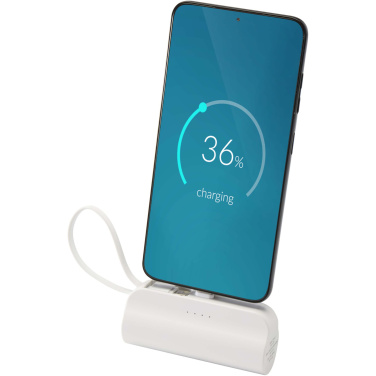 Logotrade promotional gift image of: Alnair 5000 mAh 10W recycled plastic Type-C power bank with built-in flip stand and 2-in-1 cable