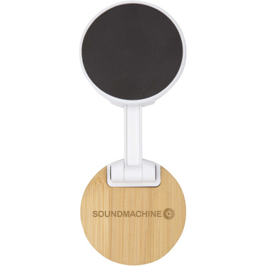 Logo trade promotional products image of: Alcor recycled plastic foldeable magnetic phone stand with bamboo details