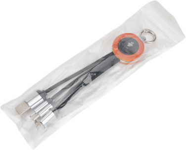 Logotrade business gift image of: 4-in-1 cable with elighted logo in a wooden casing