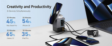 Logotrade advertising product image of: Urban Vitamin Sacramento 105W GAN charger+retractable cables