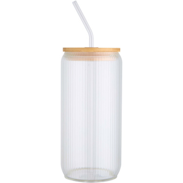 Logotrade promotional item picture of: Mirage 500 ml single-walled borosilicate glass jar with bamboo lid