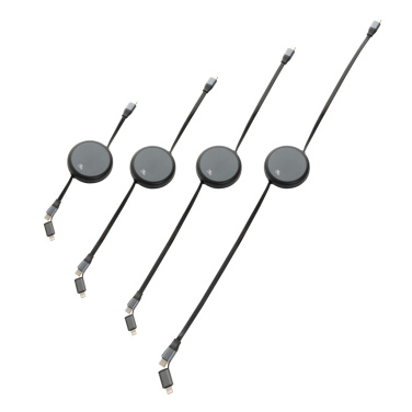 Logo trade business gifts image of: Terra RCS recycled aluminium retractable 240W 2-in-1 cable