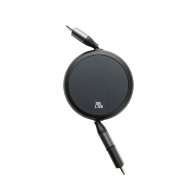 Logo trade advertising product photo of: Terra RCS recycled aluminium retractable 240W 2-in-1 cable