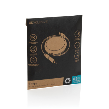 Logo trade promotional item photo of: Terra RCS recycled aluminium retractable 240W 2-in-1 cable