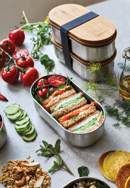 Logo trade promotional gifts picture of: Black+Blum Stainless Steel Double Bento Box