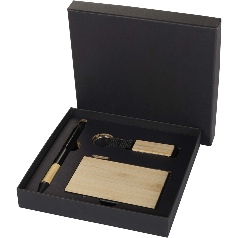 Logo trade business gifts image of: Minka RCS recycled aluminium ballpoint pen, keychain and RFID card holder gift set