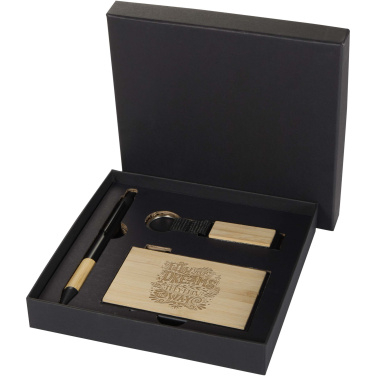 Logotrade advertising product picture of: Minka RCS recycled aluminium ballpoint pen, keychain and RFID card holder gift set