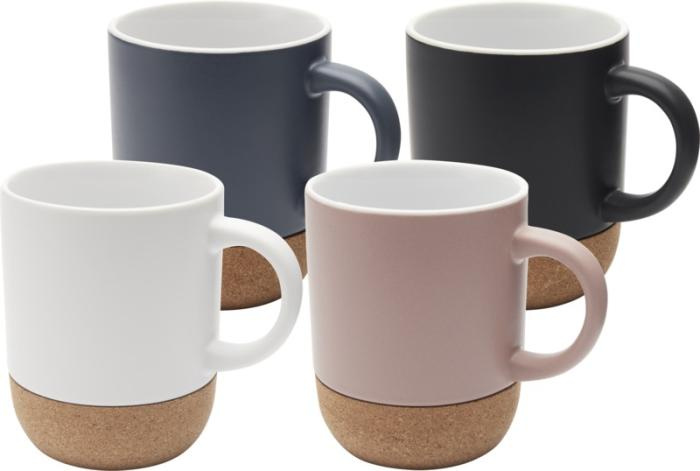 Logo trade business gifts image of: Billie 300 ml ceramic mug with cork details and matt finish