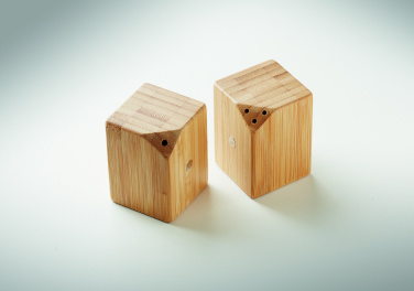 Logo trade promotional giveaways picture of: Bamboo salt & pepper set