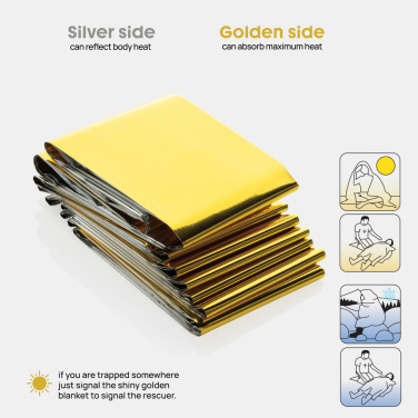 Logo trade promotional gift photo of: Solra emergency blanket in RCS recycled RPET pouch