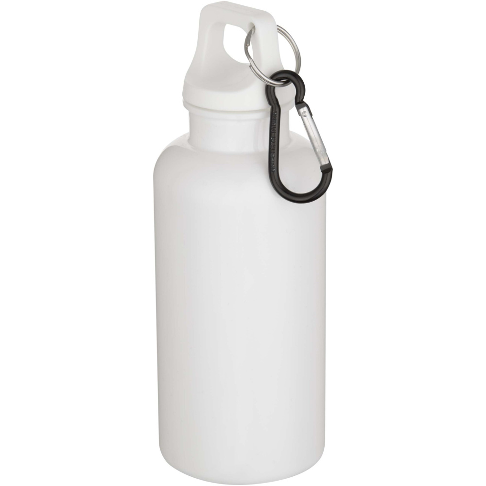 Logo trade promotional giveaways image of: Oregon 400 ml solid colour RCS recycled plastic water bottle with carabiner