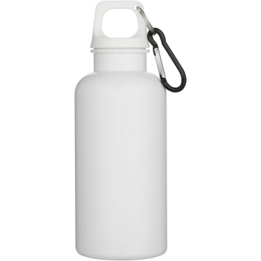Logo trade advertising products image of: Oregon 400 ml solid colour RCS recycled plastic water bottle with carabiner