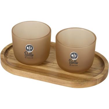 Logo trade advertising products picture of: Male wooden serving tray and glass cups set