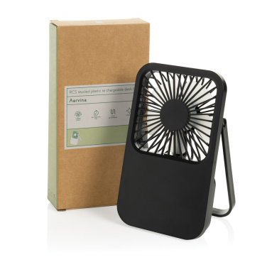 Logo trade promotional product photo of: Aervina RCS recycled plastic re-chargeable desk fan
