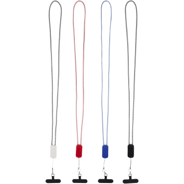 Logo trade business gift photo of: Anser recycled plastic smartphone lanyard with 27W 5-in-1 built-in cable