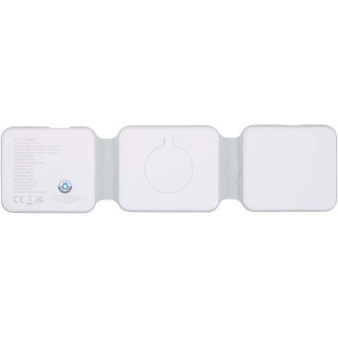 Logo trade promotional giveaways image of: Armus 3-in-1 15W recycled plastic foldable wireless charger