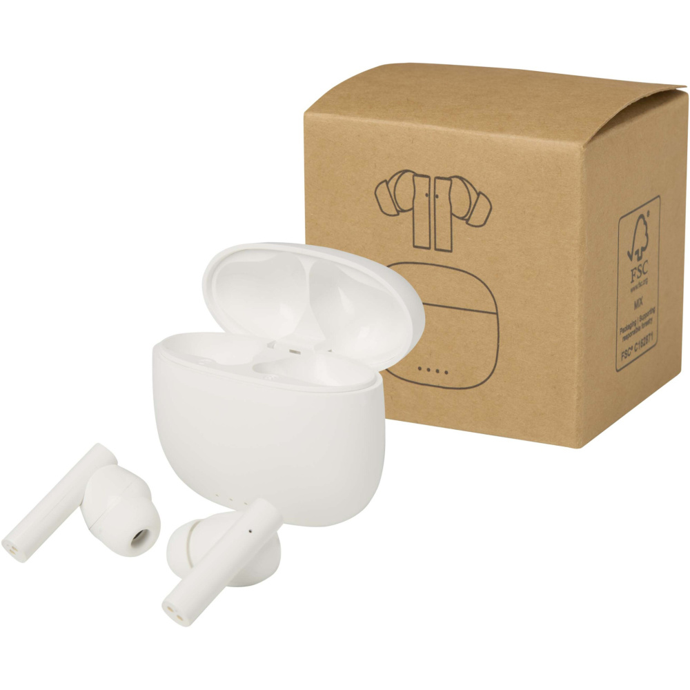 Logotrade promotional merchandise picture of: Alterf recycled plastic True Wireless Bluetooth® headset with silicone eartips