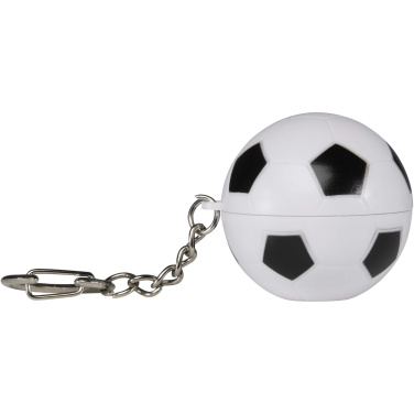 Logotrade promotional product image of: Rami football-shaped vanilla lip balm with SPF 15 and keychain