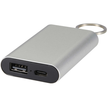 Logotrade corporate gift picture of: Arcturus 2000 mAh recycled aluminium power bank with keychain