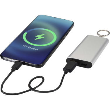 Logo trade promotional product photo of: Arcturus 2000 mAh recycled aluminium power bank with keychain
