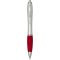 Nash RCS recycled plastic ballpoint pen with silver barrel and coloured grip (black ink), Red