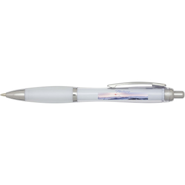 Logotrade promotional gift picture of: Nash RCS recycled plastic ballpoint pen with coloured barrel and grip (blue ink)