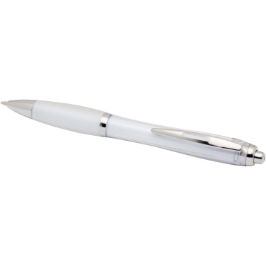 Logotrade promotional item image of: Nash RCS recycled plastic ballpoint pen with coloured barrel and grip (blue ink)