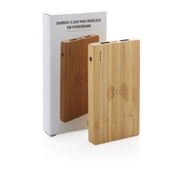 Logotrade reklaamtooted pilt: Bambusest 4000 mAh juhtmevaba 5W akupank