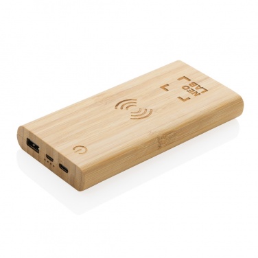 Logotrade reklaamtooted pilt: Bambusest 8000 mAh 5W juhtmevaba akupank