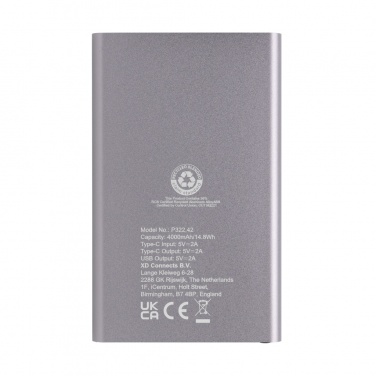 Logotrade reklaamkingitused pilt: RCS-i taaskasutatud plastist/alumiiniumist 4000 mah C-tüüpi akupank