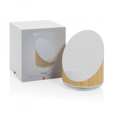 Logotrade reklaamkingituse foto: Ovate bambusest 5W kõlar koos 15W juhtmevaba laadijaga