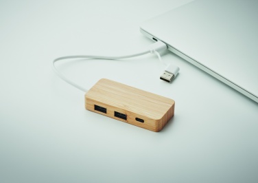 Logotrade firmakingituse foto: Bambusest USB 3 pordiga jaotur
