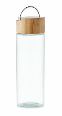 Logotrade meene foto: Klaaspudel 500ml bambusest kaas