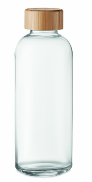 Logo trade reklaamtooted foto: Klaaspudel 650ml bambusest kaas