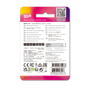 Logotrade reklaamkingitused pilt: Pendrive USB/tüüp - C Silicon Power Mobile C31 3.0 OTG