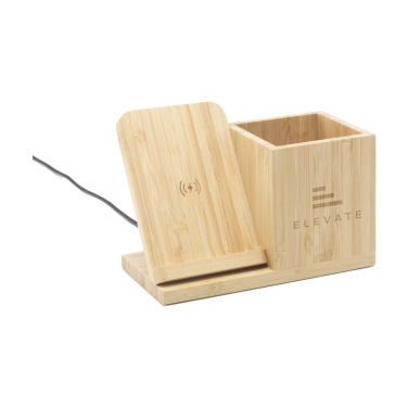 Logotrade ärikingi foto: Bamboo Boss 15W laadija/pliiatsihoidja