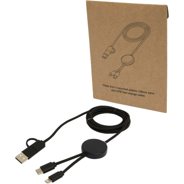 Logotrade ärikingi foto: Citala 5-in-1 taaskasutatud plastist 150 cm andmete sünkroonimine ja 27 W kiirlaadimiskaabel